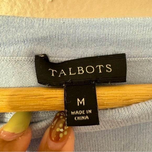 Talbots Pearl Embelished  Boatneck Sweater Blue Women Size M - Picture 9 of 11